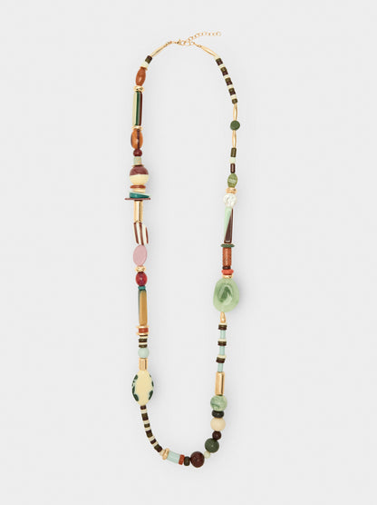 Long Necklace With Multicolor Beads