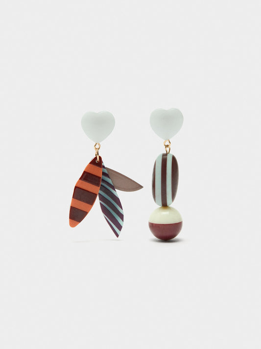 Asymmetric Earrings With Multicolor Beads