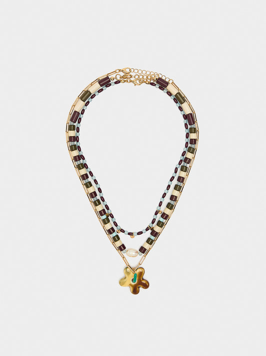 Set Of Necklaces With Ceramic Beads
