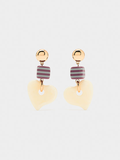 Long Earrings With Heart Resin