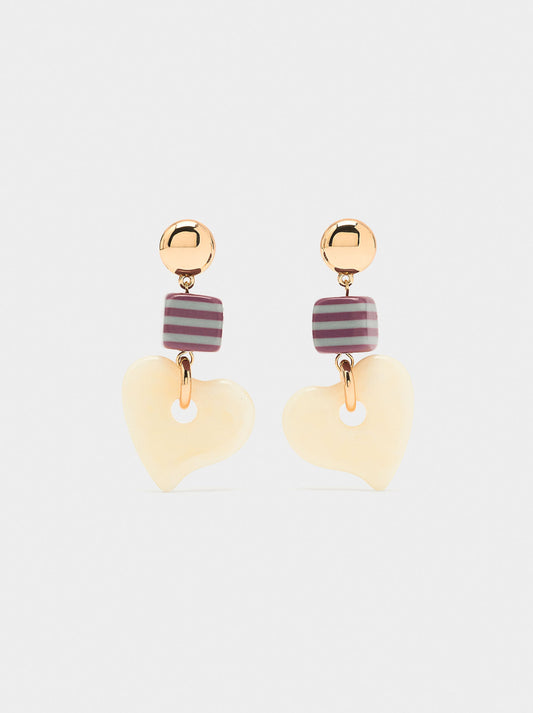 Long Earrings With Heart Resin