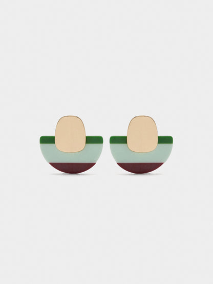 Semicircle Earrings With Stripes