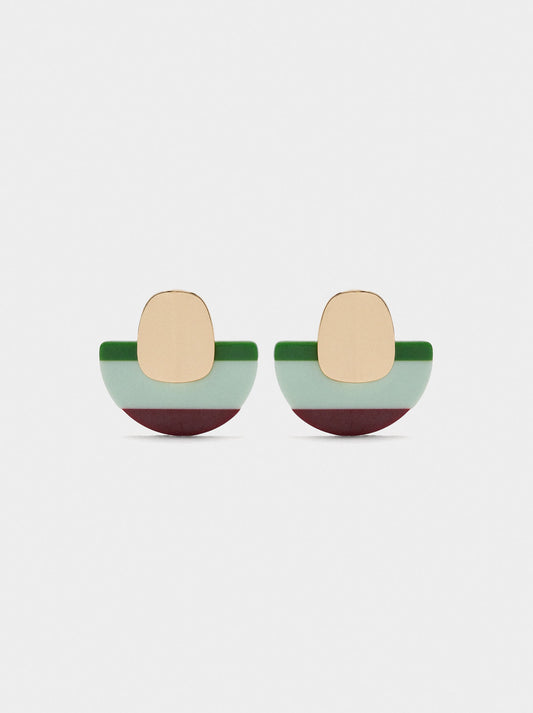 Semicircle Earrings With Stripes