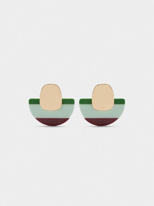 Semicircle Earrings With Stripes
