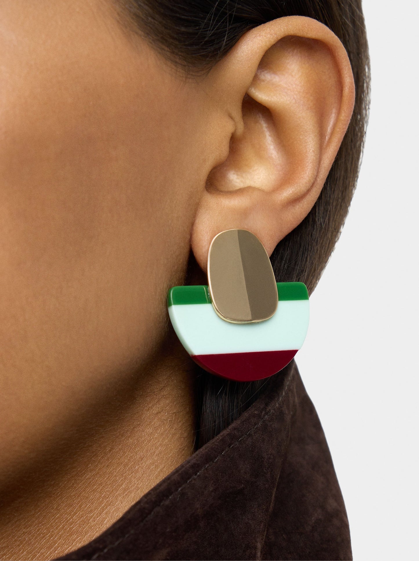 Semicircle Earrings With Stripes