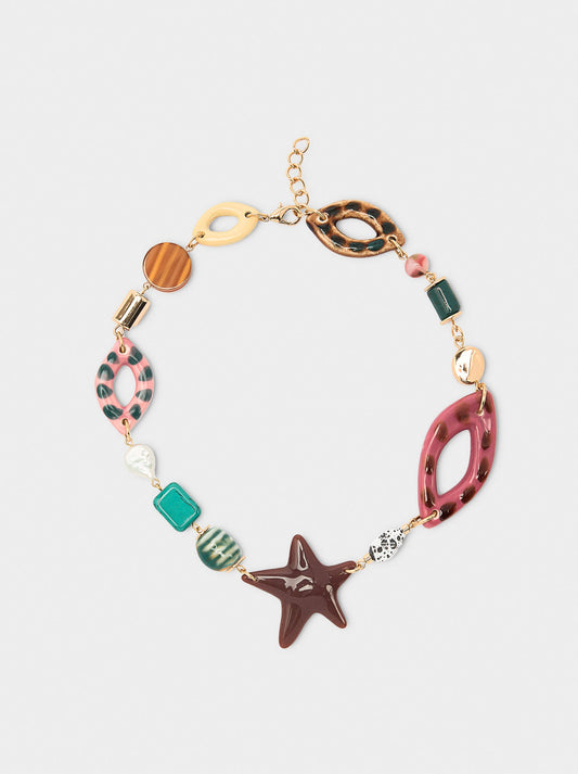 Short Necklace With Ceramic Beads