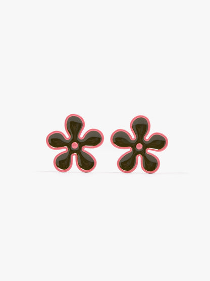 Flower Earrings With Enamel