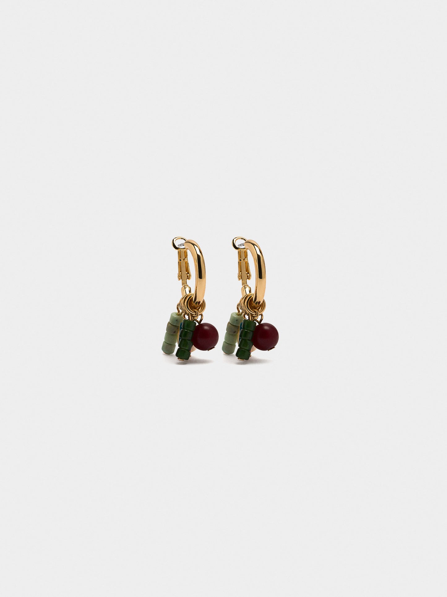 Hoop Earrings With Stone Beads And Freshwater Pearl
