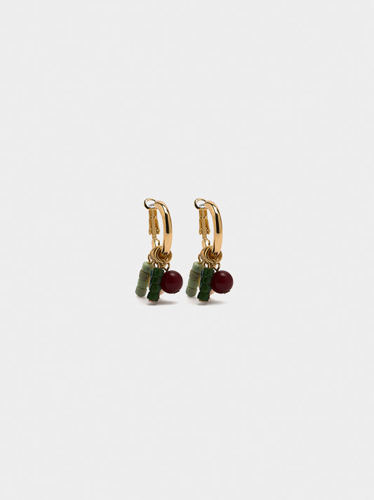 Hoop Earrings With Stone Beads And Freshwater Pearl