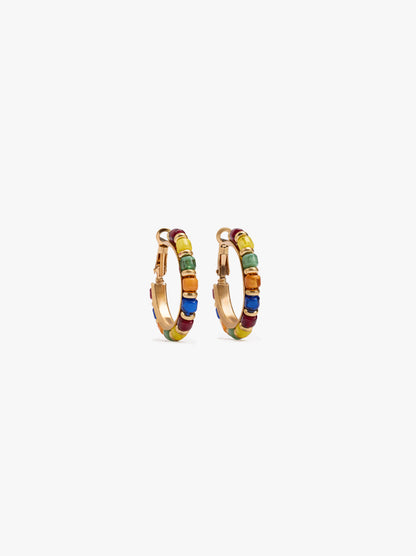 Hoop Earrings With Multicolor Beads