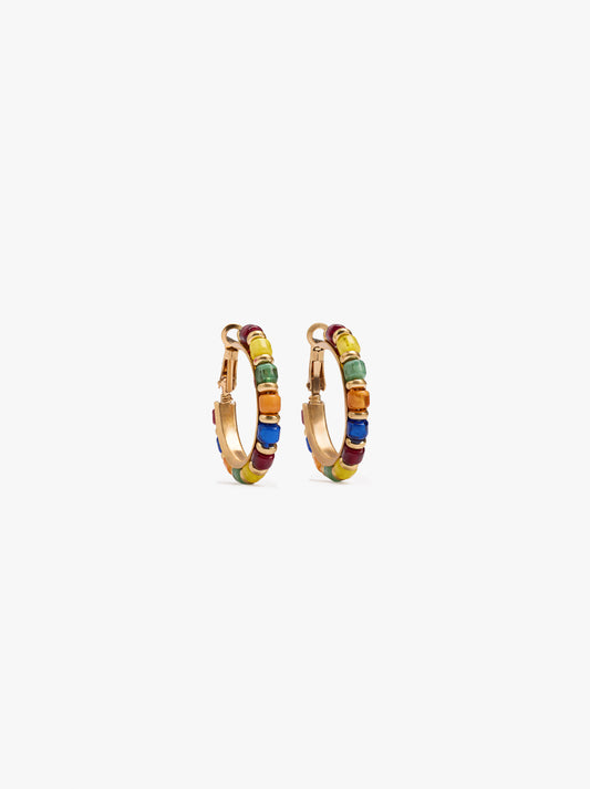 Hoop Earrings With Multicolor Beads