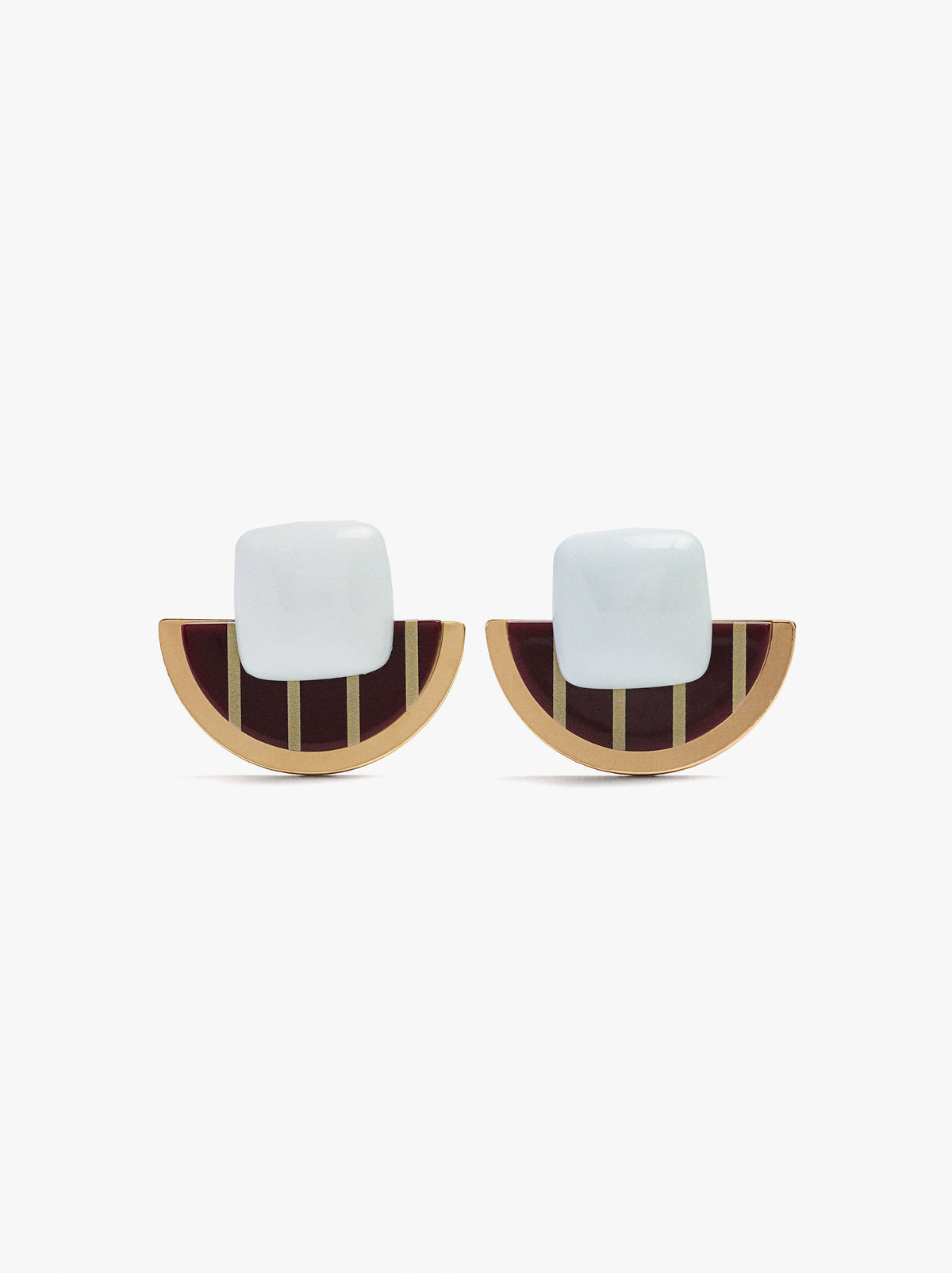 Semicircle Earrings With Stripes