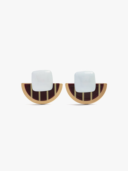 Semicircle Earrings With Stripes