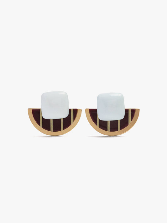 Semicircle Earrings With Stripes