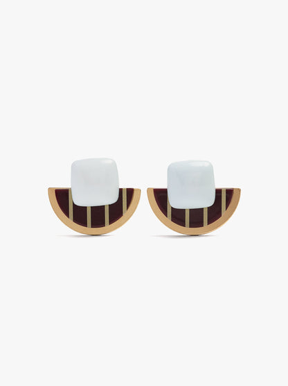 Semicircle Earrings With Stripes