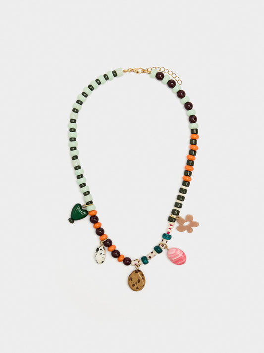 Short Necklace With Multicolor Beads