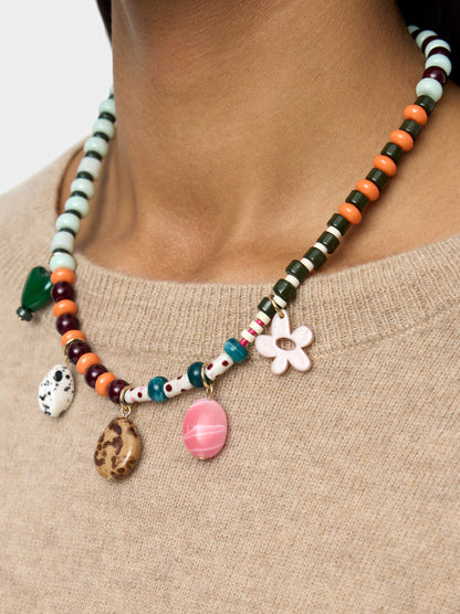 Short Necklace With Multicolor Beads