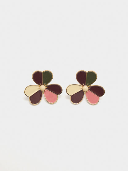 Flower Earrings With Enamel