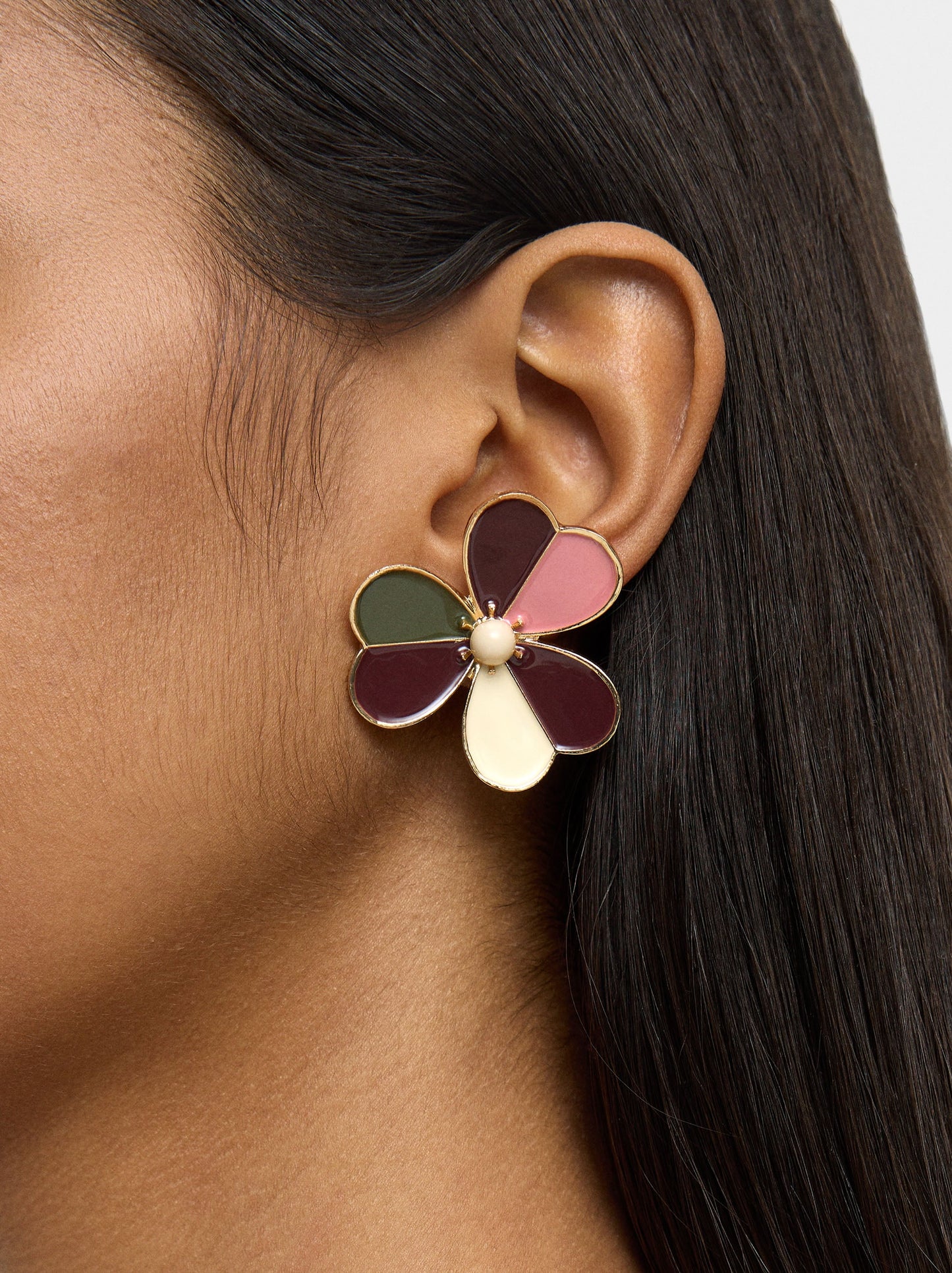 Flower Earrings With Enamel