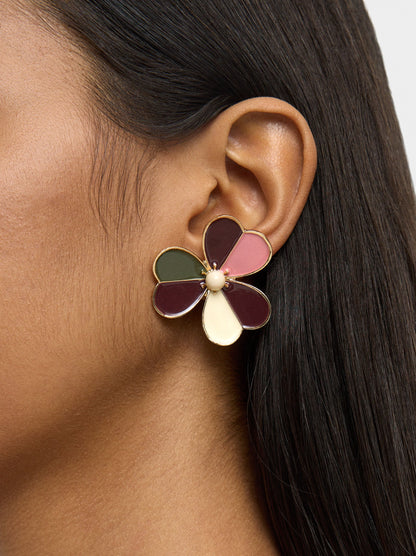 Flower Earrings With Enamel