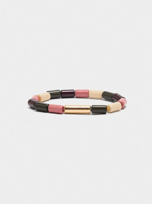 Elastic Bracelet With Cylindrical Beads