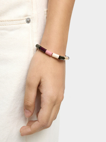 Elastic Bracelet With Cylindrical Beads