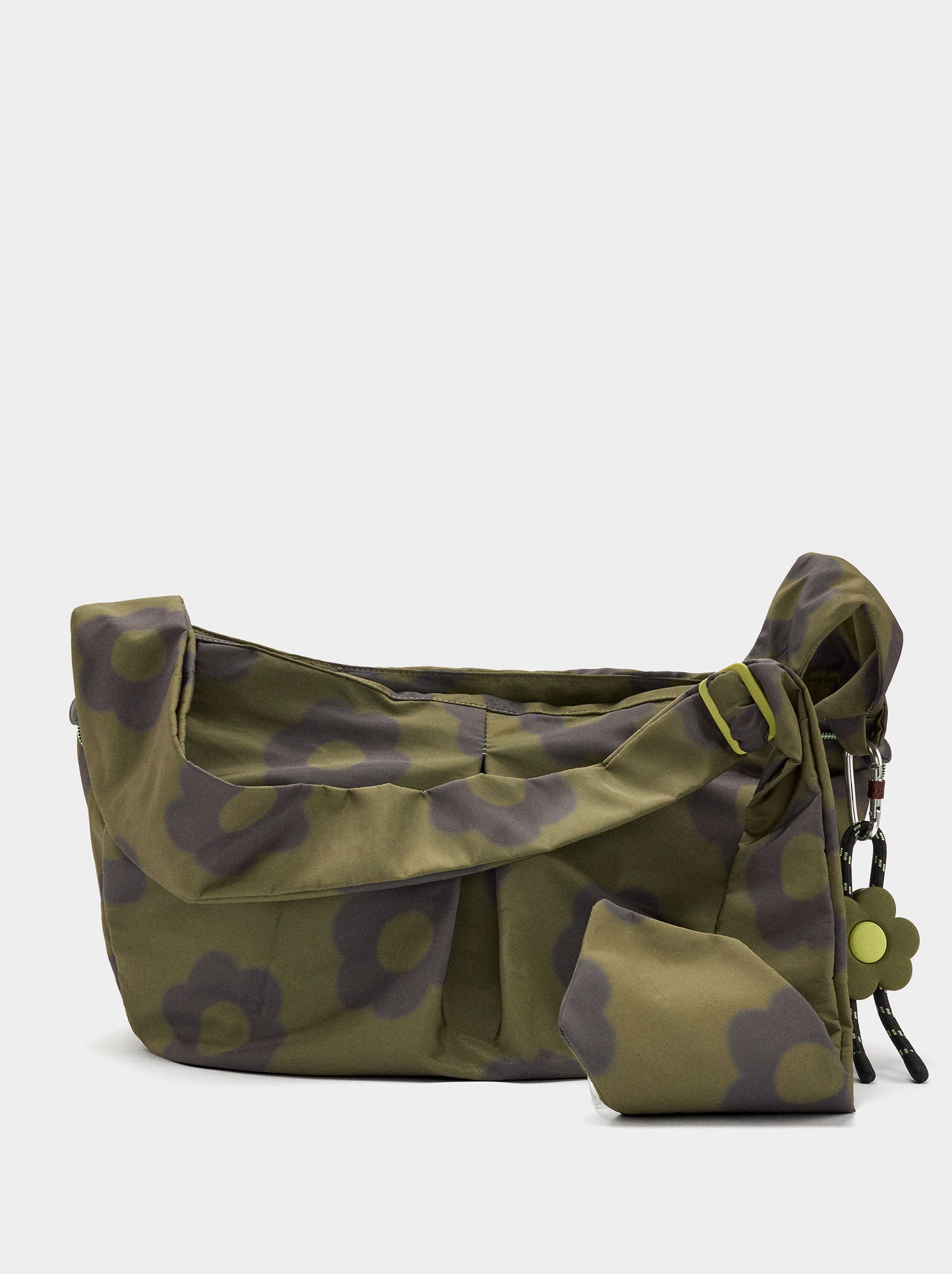 Large Floral-Printed Nylon Shoulder Bag