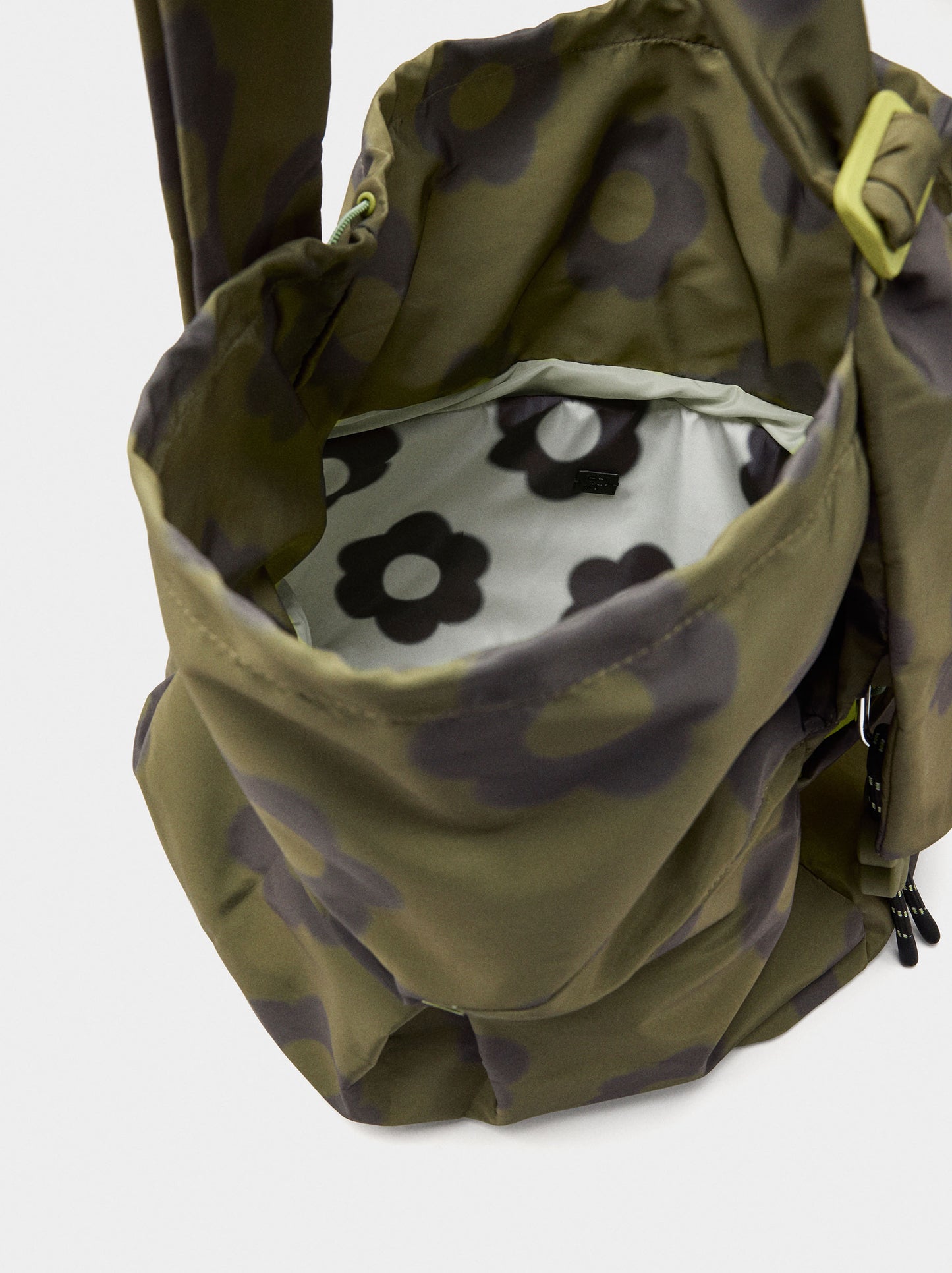 Large Floral-Printed Nylon Shoulder Bag