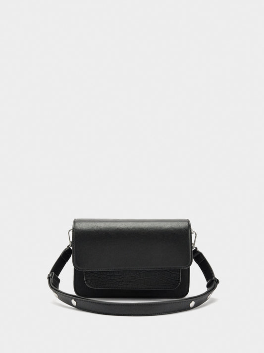Crossbody Bag With Flap And Texture
