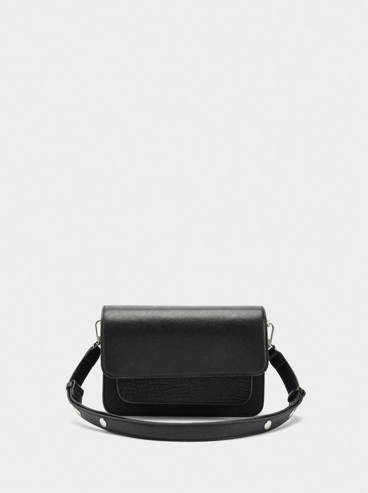 Crossbody Bag With Flap And Texture