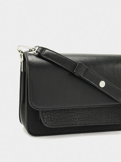 Crossbody Bag With Flap And Texture