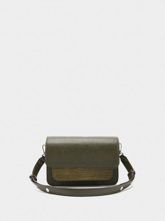 Crossbody Bag With Flap And Texture