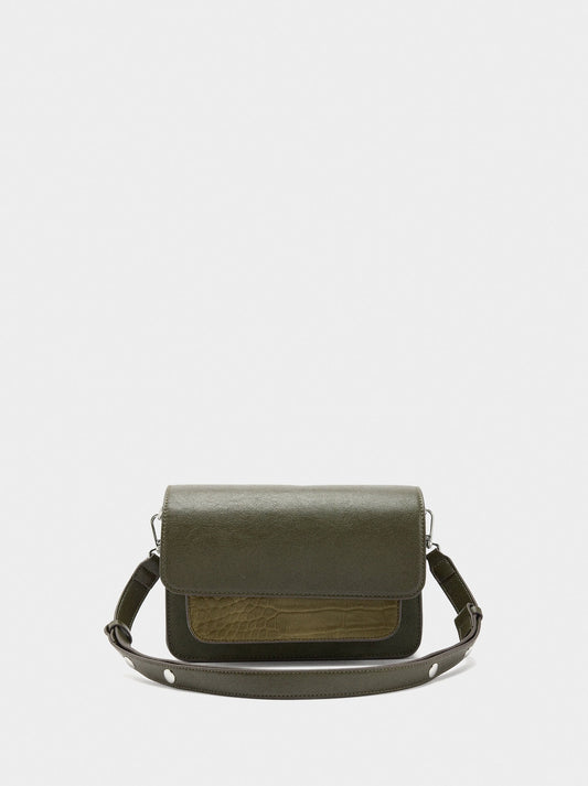Crossbody Bag With Flap And Texture