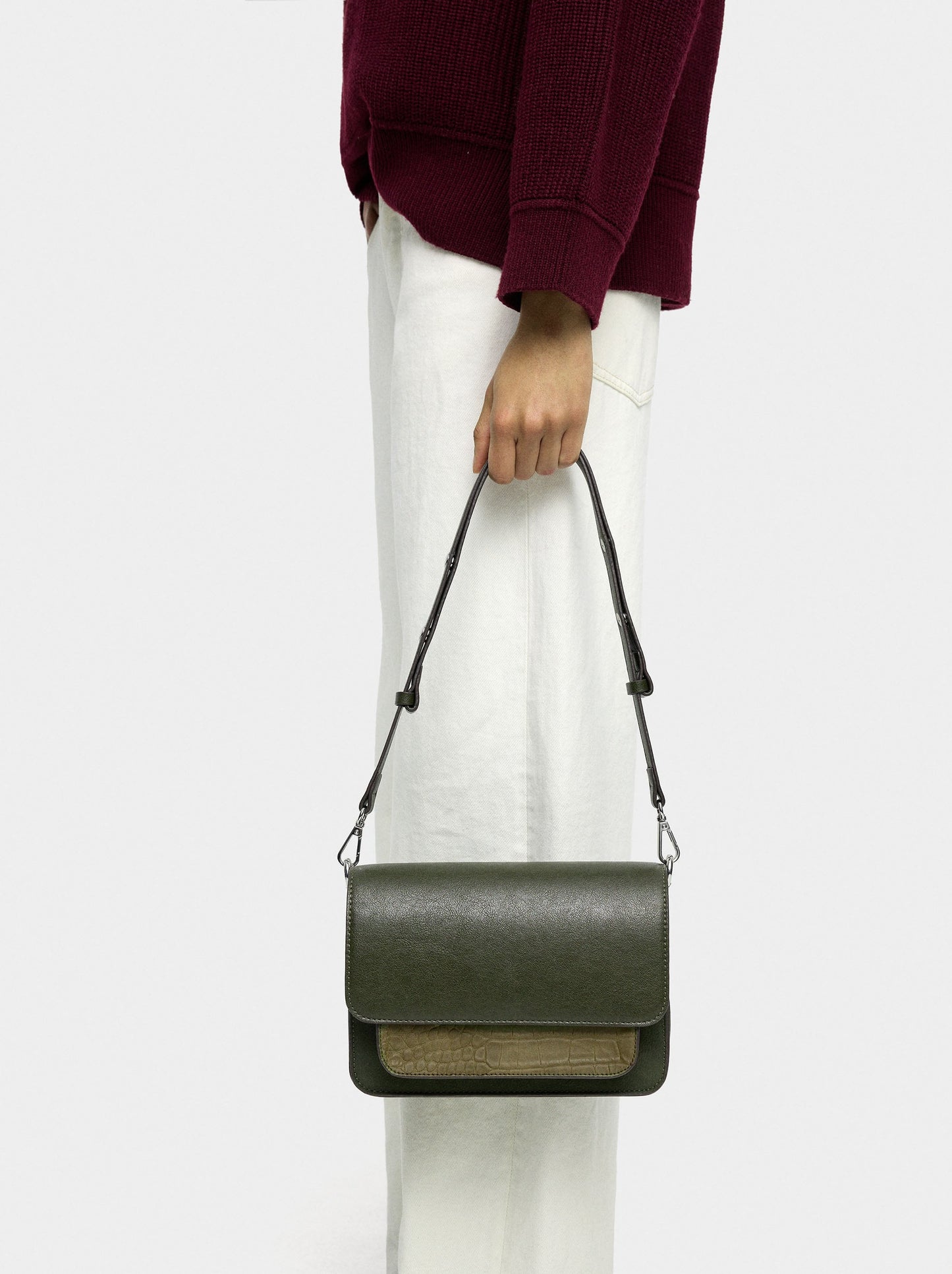 Crossbody Bag With Flap And Texture