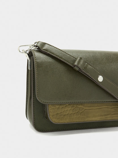 Crossbody Bag With Flap And Texture