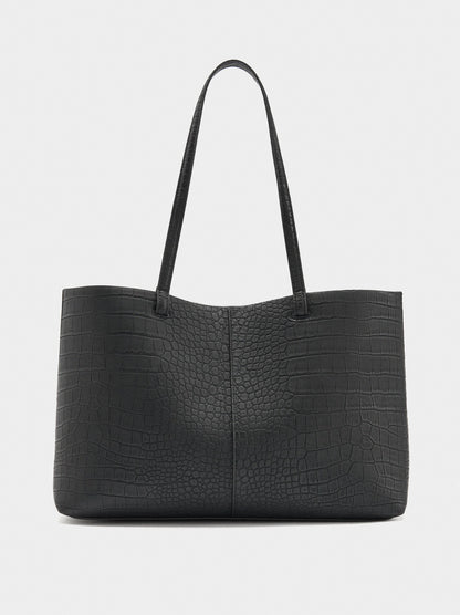 Animal-Embossed Shopper Bag With Pouch