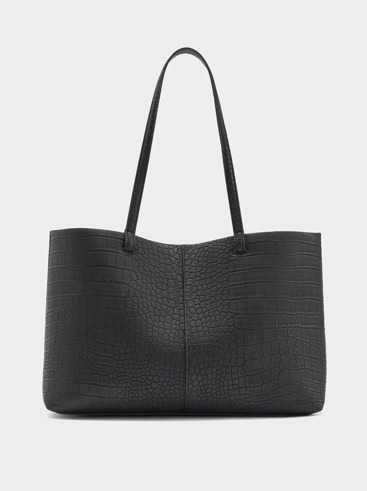 Animal-Embossed Shopper Bag With Pouch