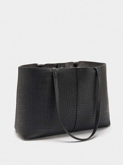 Animal-Embossed Shopper Bag With Pouch