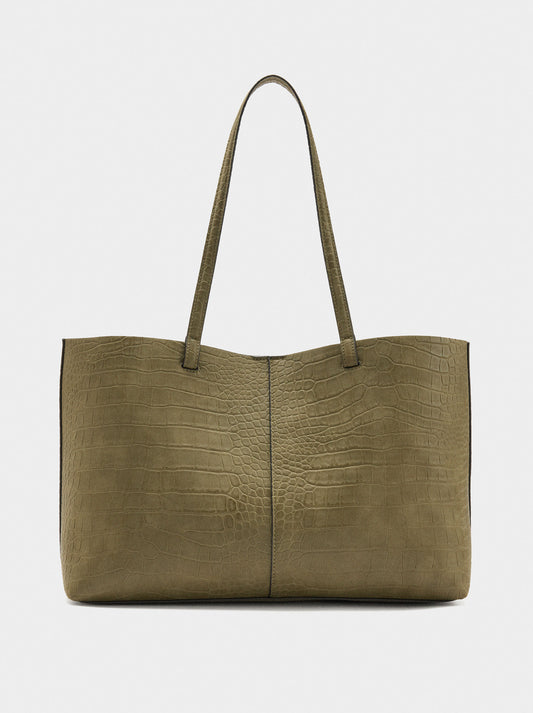 Animal-Embossed Shopper Bag With Pouch