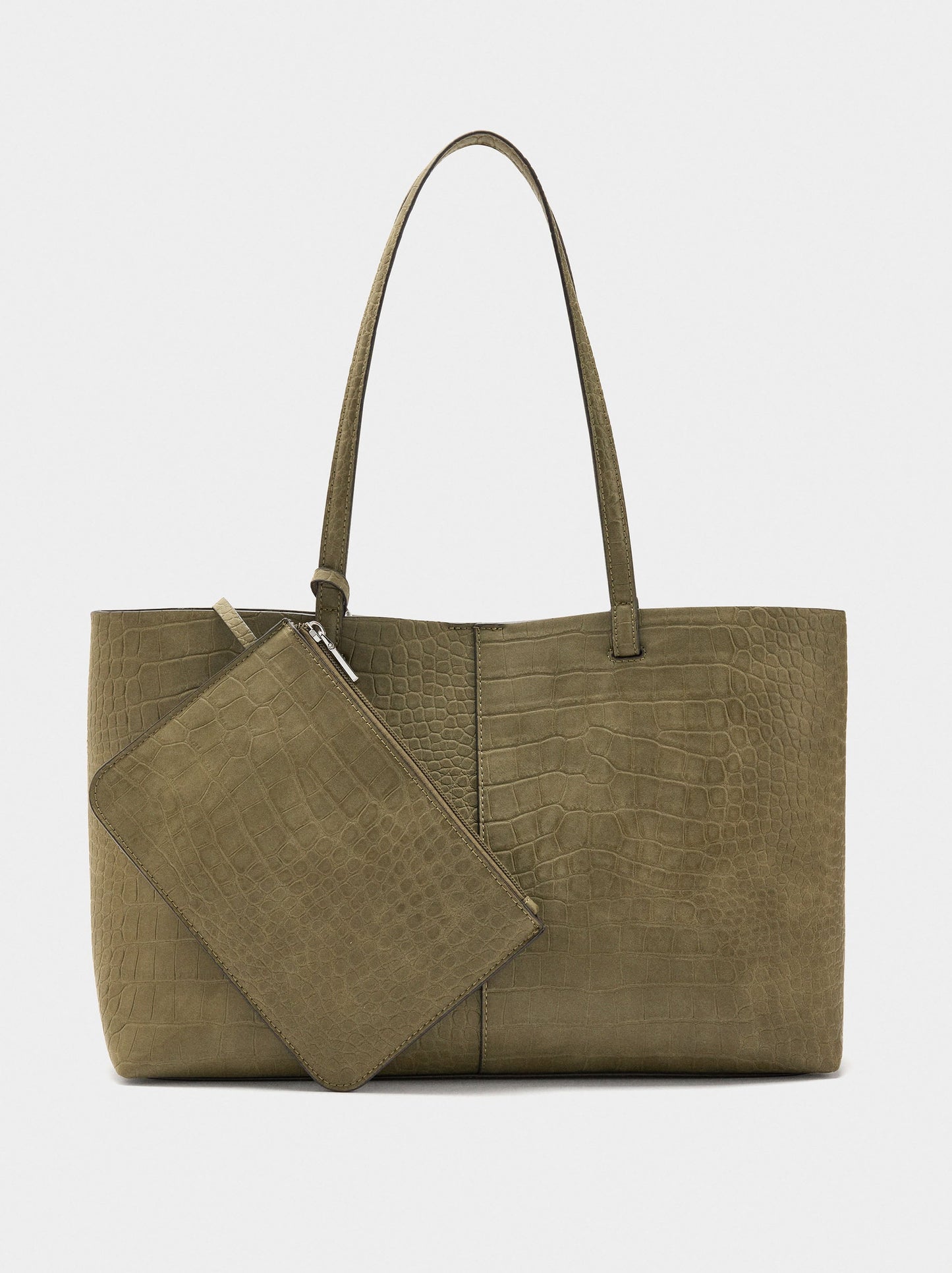 Animal-Embossed Shopper Bag With Pouch