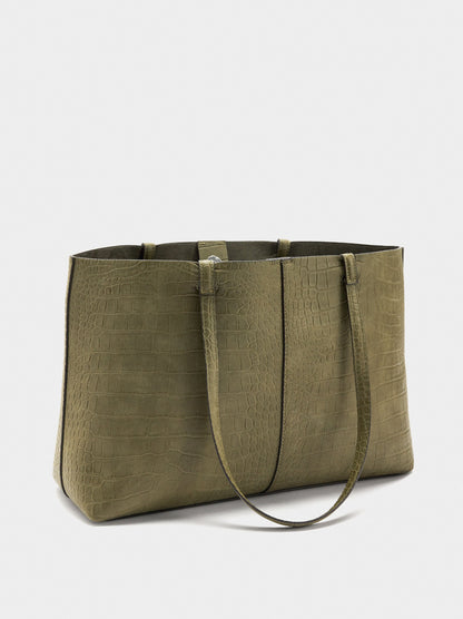 Animal-Embossed Shopper Bag With Pouch