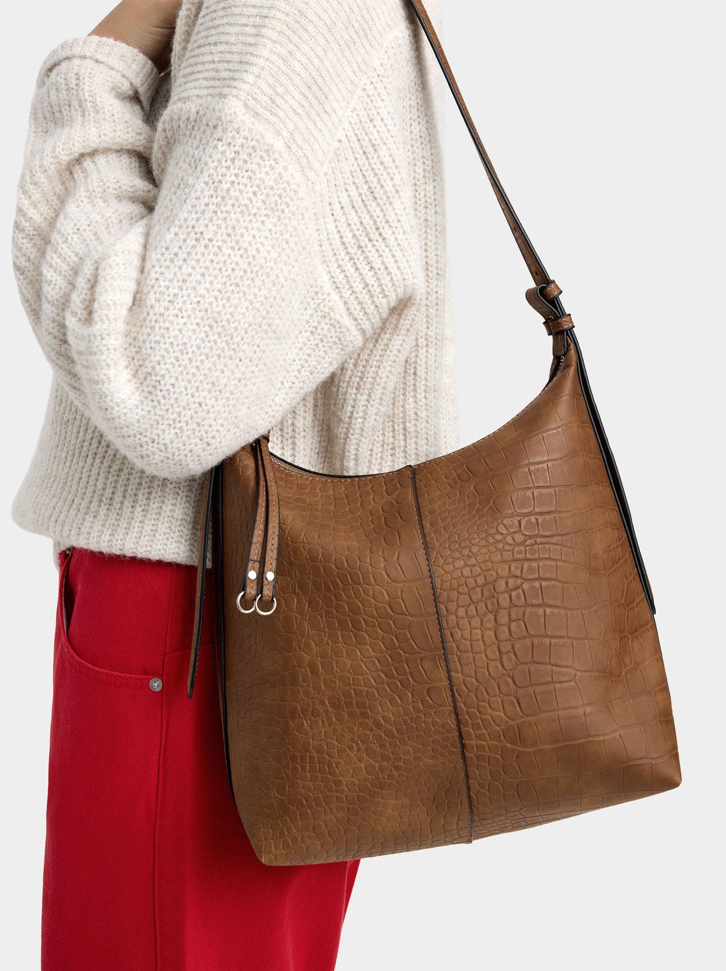 Shoulder Bag With Animal Embossing