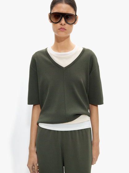 Short-Sleeve Knit Sweater