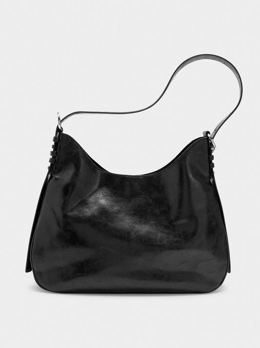Cracked-Effect Shoulder Bag