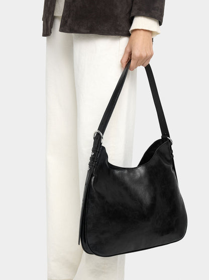 Cracked-Effect Shoulder Bag