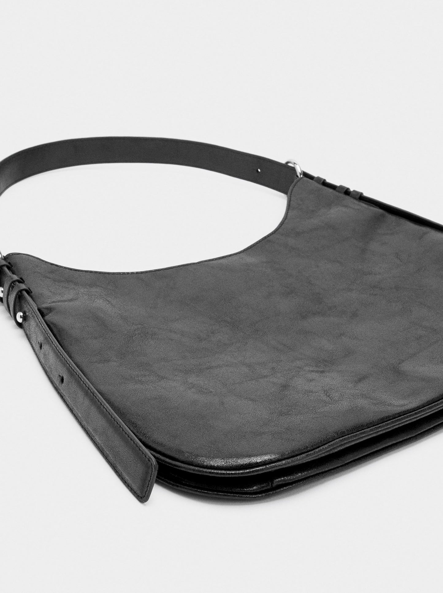 Cracked-Effect Shoulder Bag