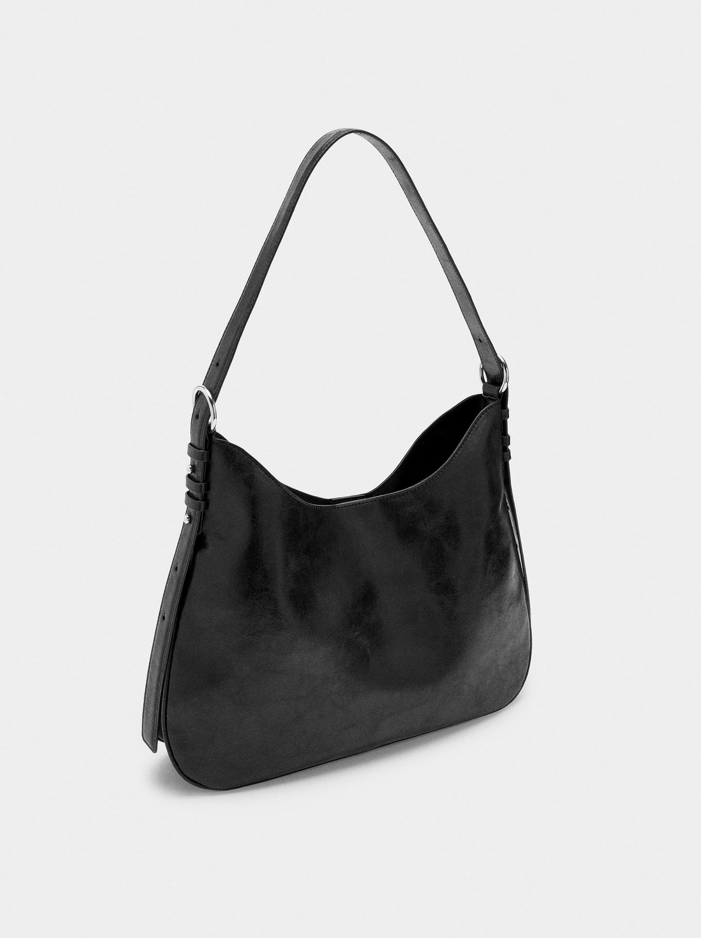 Cracked-Effect Shoulder Bag