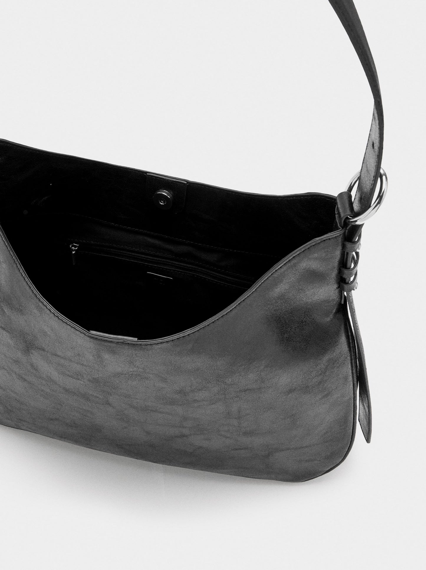 Cracked-Effect Shoulder Bag