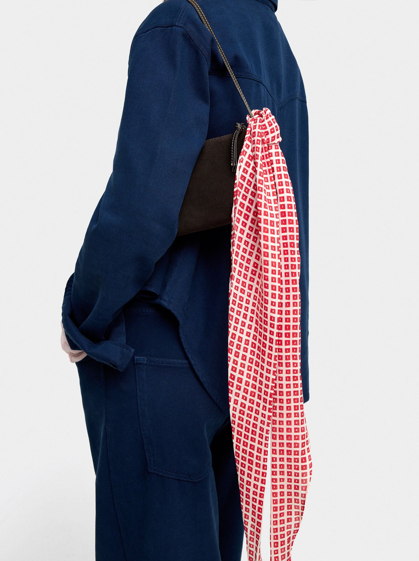 Triangular Printed Scarf With Beads