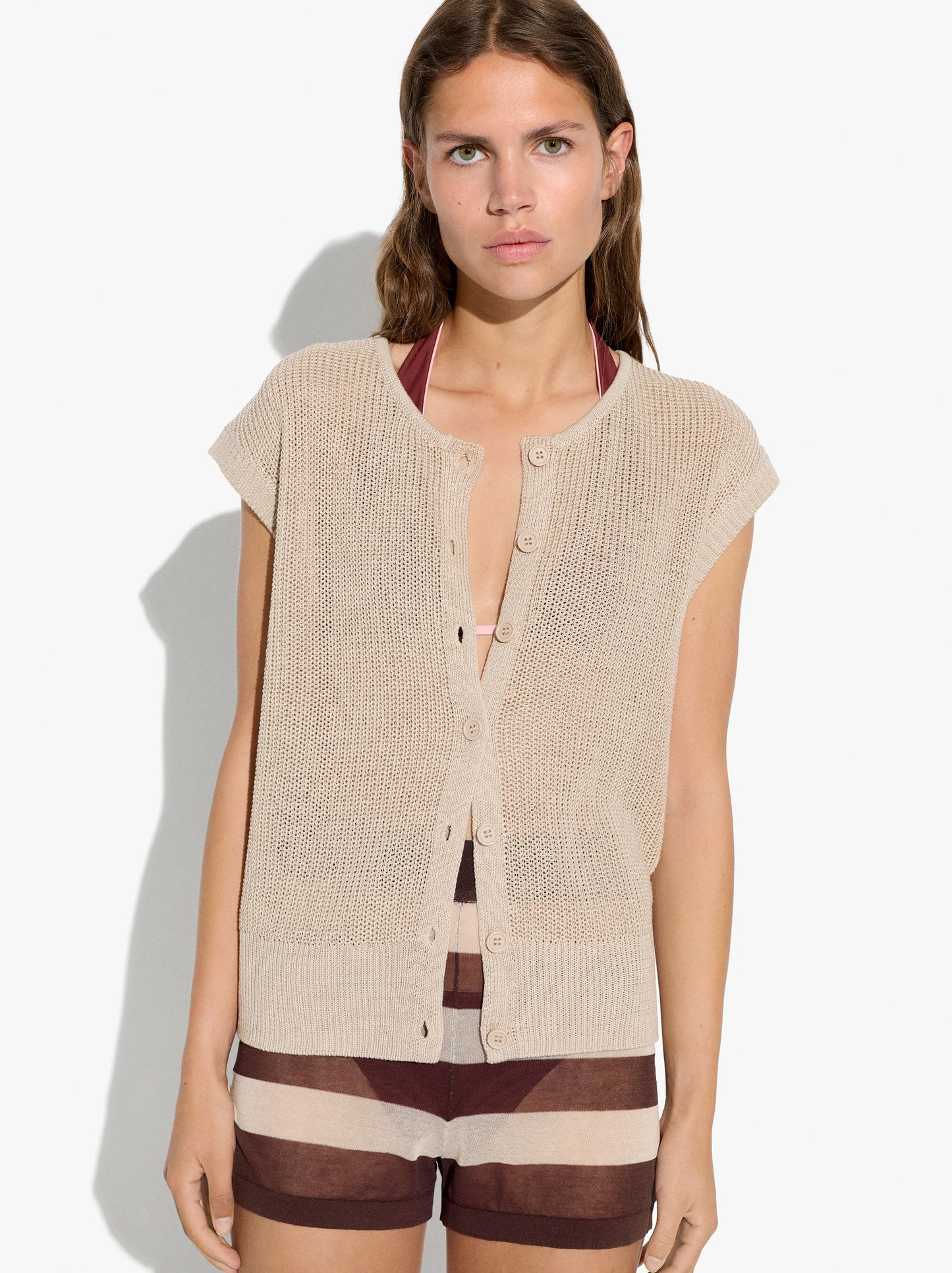 Mesh Waistcoat With Buttons